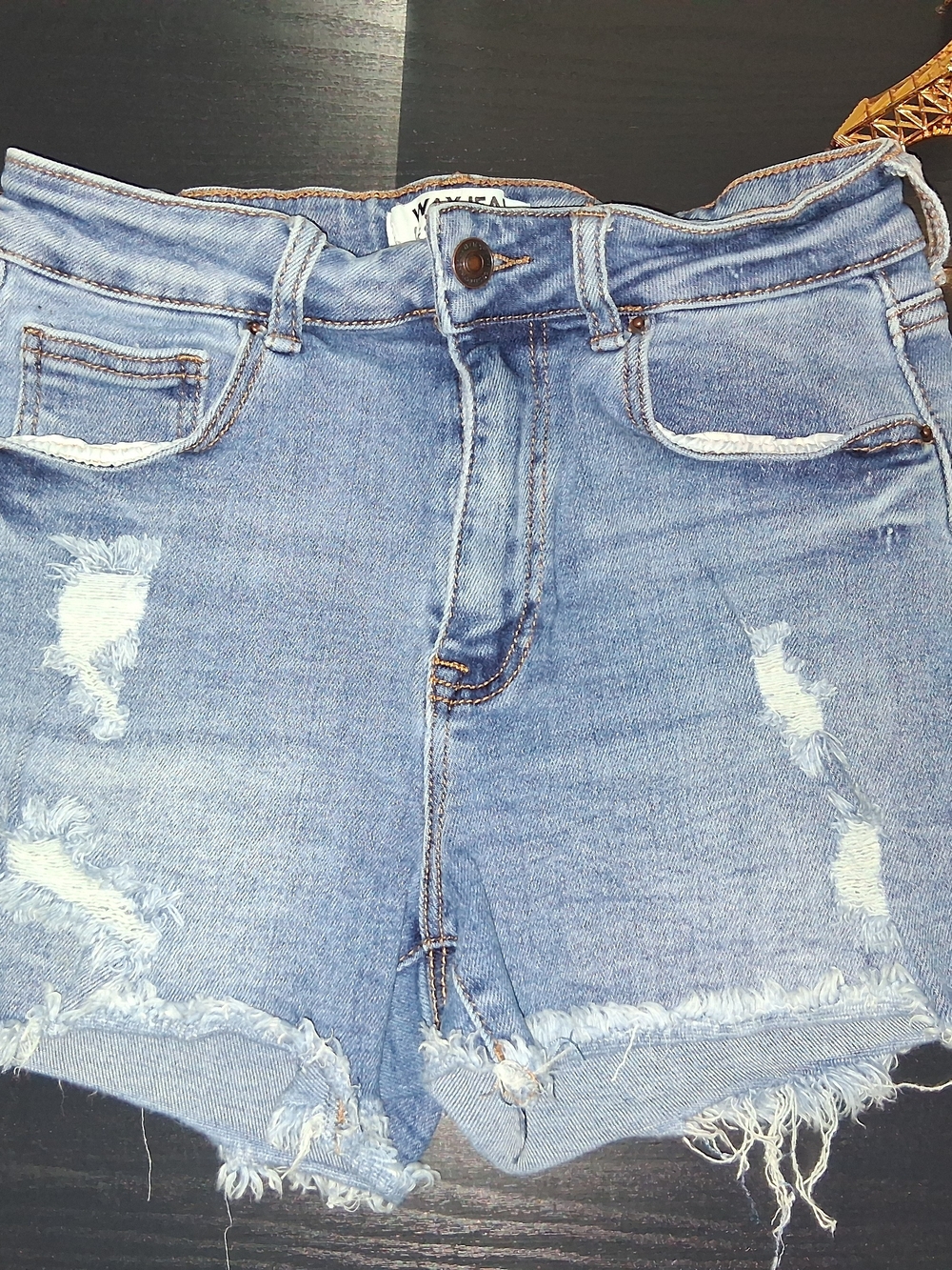 Max Jeans Light Blue Distressed Denim Shorts